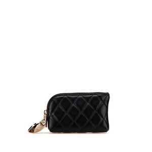CHANEL Authentic Black Lambskin Leather Logo Wallet